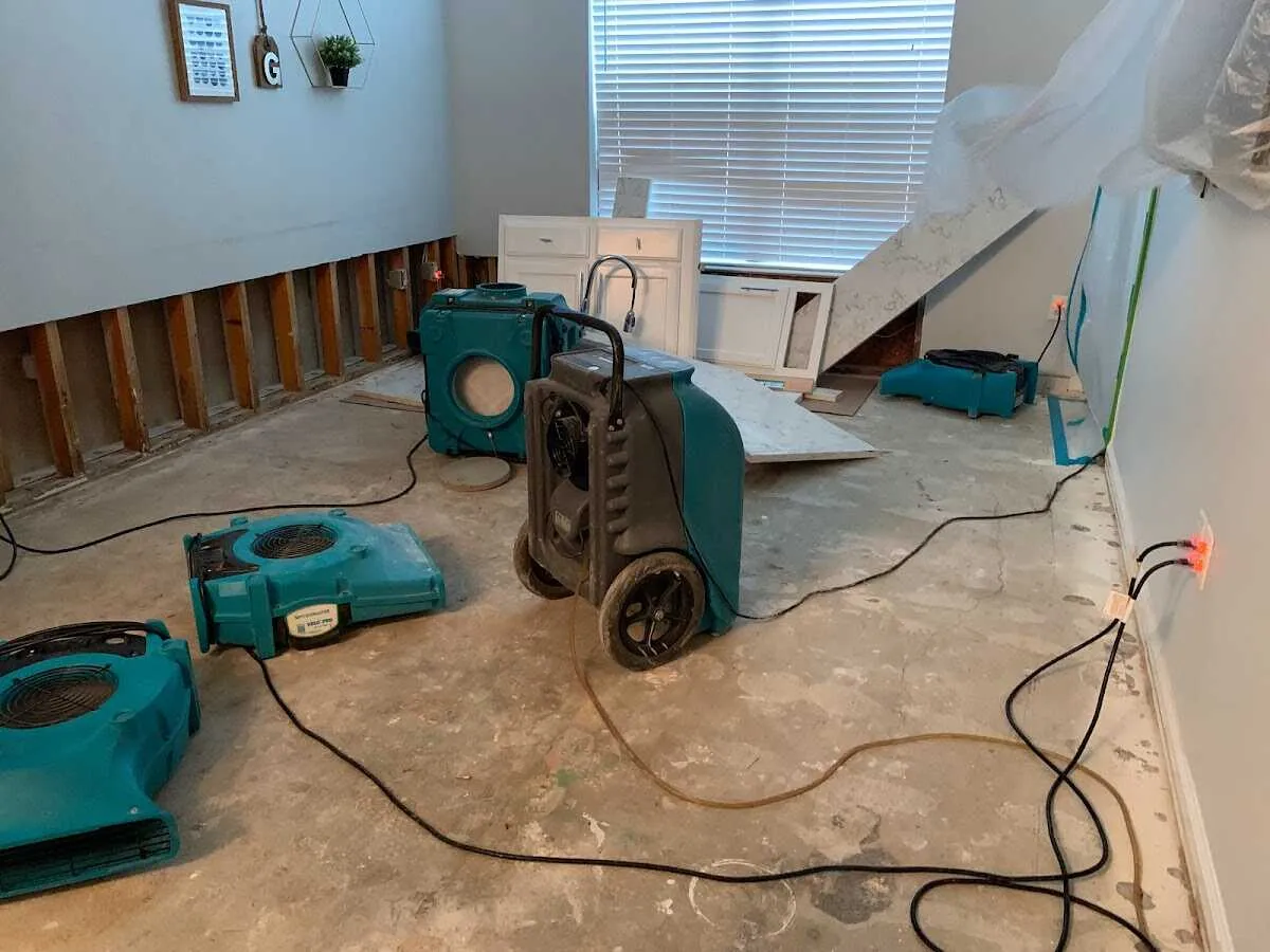 Dehumidifier in flood-cut room for Water Damage Restoration in South Sioux City